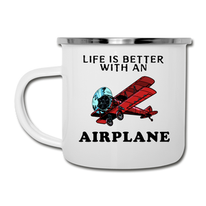 Life Is Better With An Airplane - Camper Mug - white