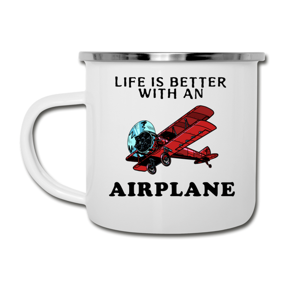 Life Is Better With An Airplane - Camper Mug - white