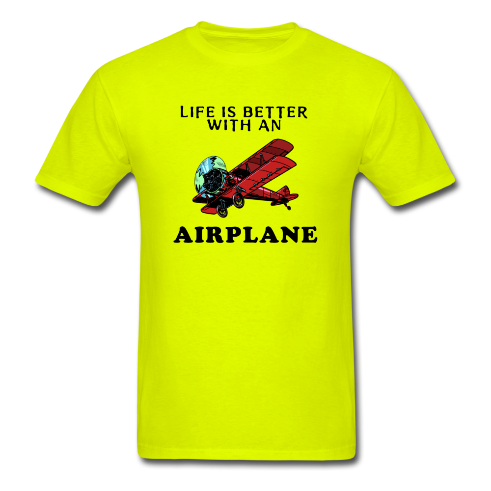 Life Is Better With An Airplane - Unisex Classic T-Shirt - safety green