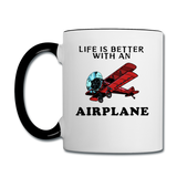 Life Is Better With An Airplane - Contrast Coffee Mug - white/black