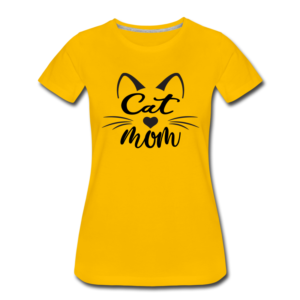 Cat Mom - Black - v2 - Women’s Premium T-Shirt - sun yellow