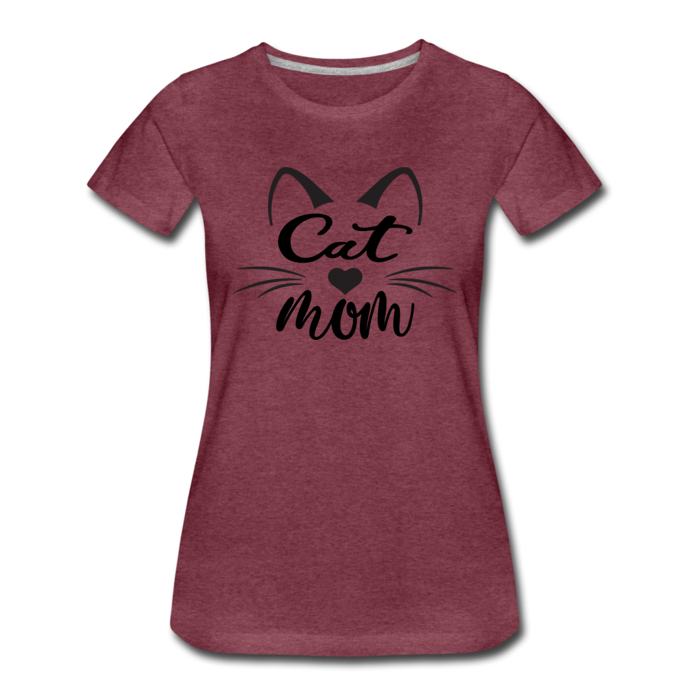 Cat Mom - Black - v2 - Women’s Premium T-Shirt - heather burgundy