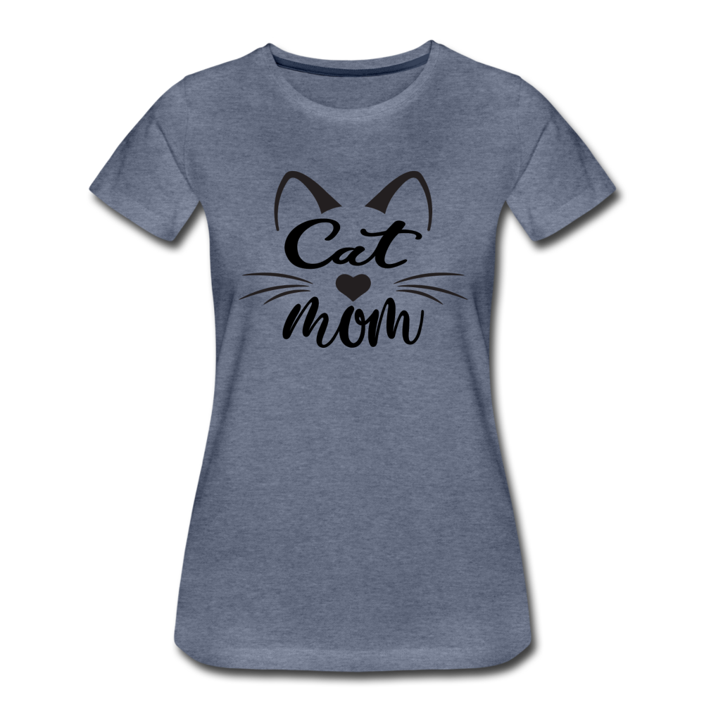 Cat Mom - Black - v2 - Women’s Premium T-Shirt - heather blue