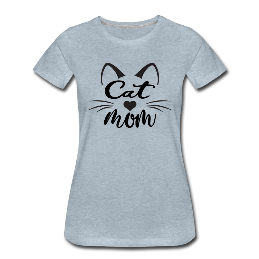 Cat Mom - Black - v2 - Women’s Premium T-Shirt - heather ice blue