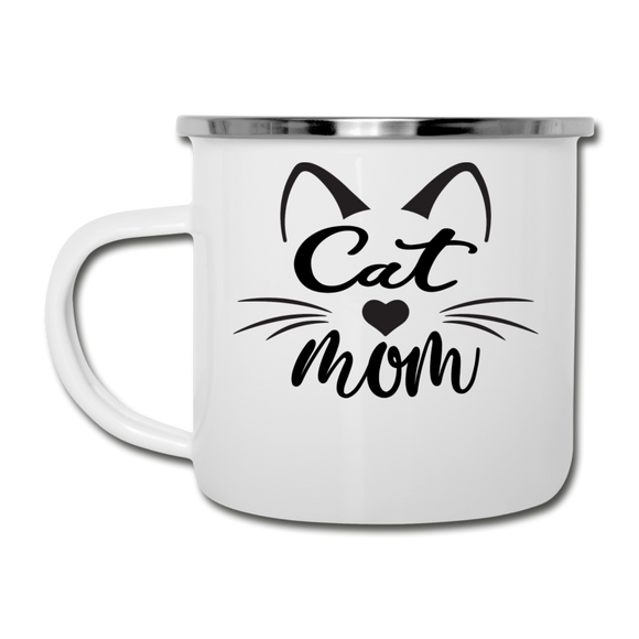 Cat Mom - Black - v2 - Camper Mug - white