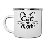 Cat Mom - Black - v2 - Camper Mug - white