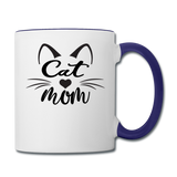 Cat Mom - Black - v2 - Contrast Coffee Mug - white/cobalt blue
