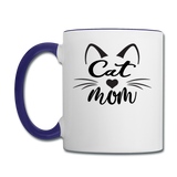 Cat Mom - Black - v2 - Contrast Coffee Mug - white/cobalt blue