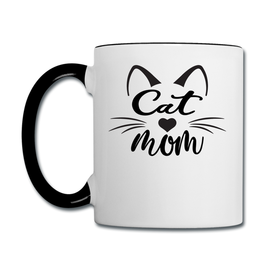 Cat Mom - Black - v2 - Contrast Coffee Mug - white/black