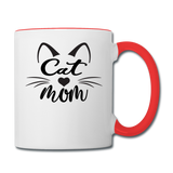 Cat Mom - Black - v2 - Contrast Coffee Mug - white/red