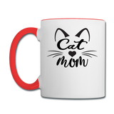 Cat Mom - Black - v2 - Contrast Coffee Mug - white/red
