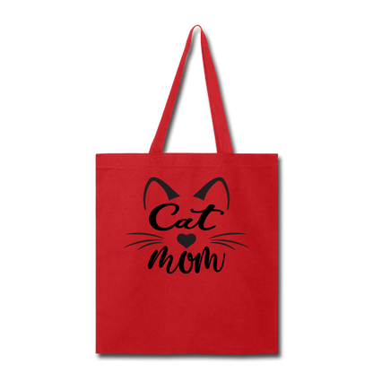 Cat Mom - Black - v2 - Tote Bag - red