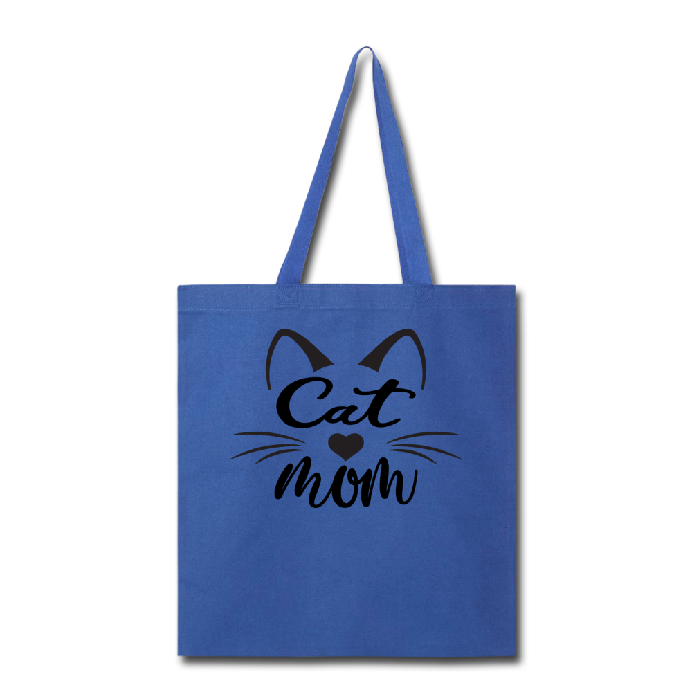 Cat Mom - Black - v2 - Tote Bag - royal blue