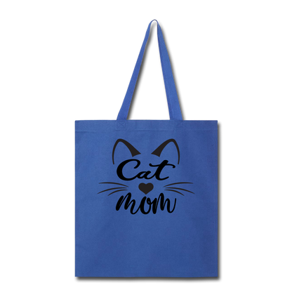 Cat Mom - Black - v2 - Tote Bag - royal blue