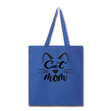 Cat Mom - Black - v2 - Tote Bag - royal blue