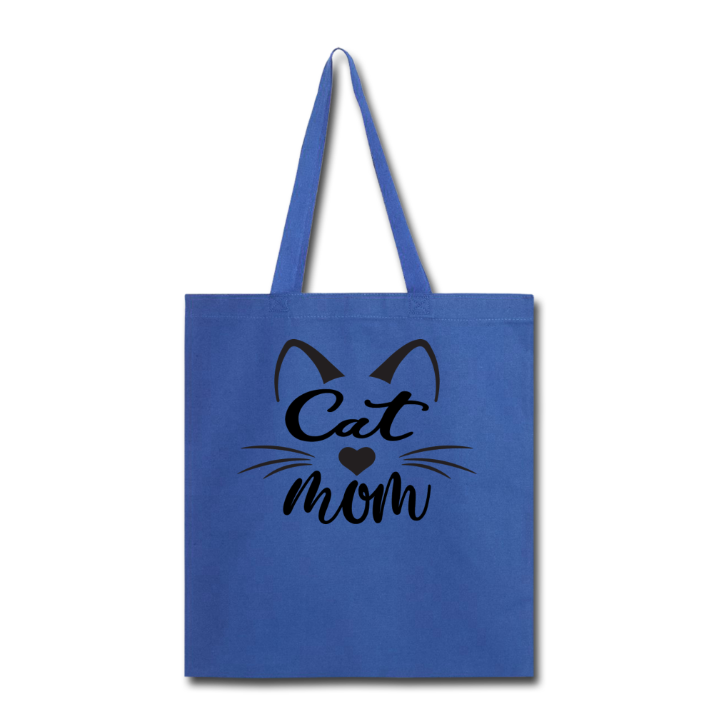 Cat Mom - Black - v2 - Tote Bag - royal blue