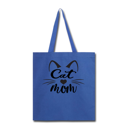 Cat Mom - Black - v2 - Tote Bag - royal blue