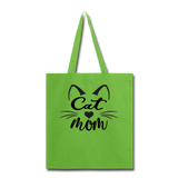 Cat Mom - Black - v2 - Tote Bag - lime green