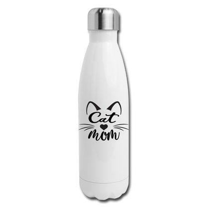 Cat Mom - Black - v2 - Insulated Stainless Steel Water Bottle - white