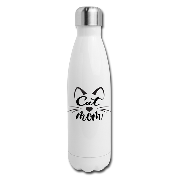 Cat Mom - Black - v2 - Insulated Stainless Steel Water Bottle - white