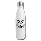 Cat Mom - Black - v2 - Insulated Stainless Steel Water Bottle - white