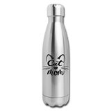 Cat Mom - Black - v2 - Insulated Stainless Steel Water Bottle - silver