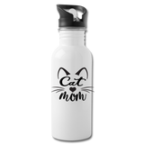 Cat Mom - Black - v2 - Water Bottle - white