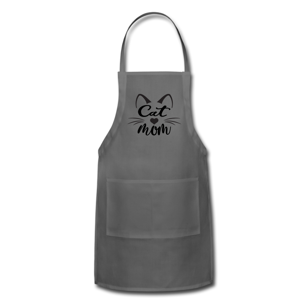 Cat Mom - Black - v2 - Adjustable Apron - charcoal