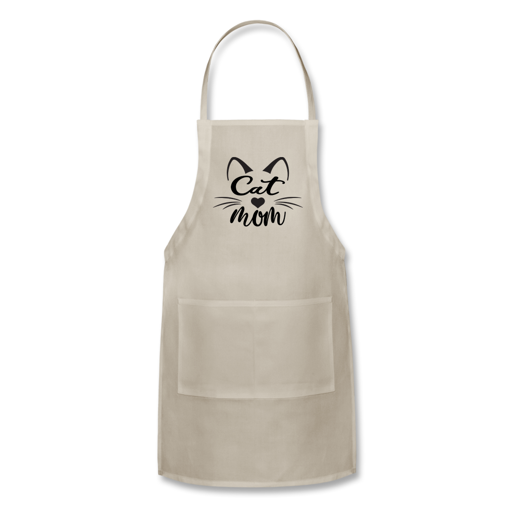 Cat Mom - Black - v2 - Adjustable Apron - natural