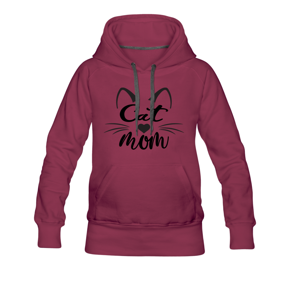 Cat Mom - Black - v2 - Women’s Premium Hoodie - burgundy