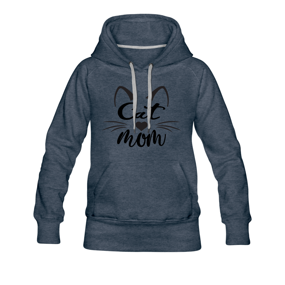 Cat Mom - Black - v2 - Women’s Premium Hoodie - heather denim