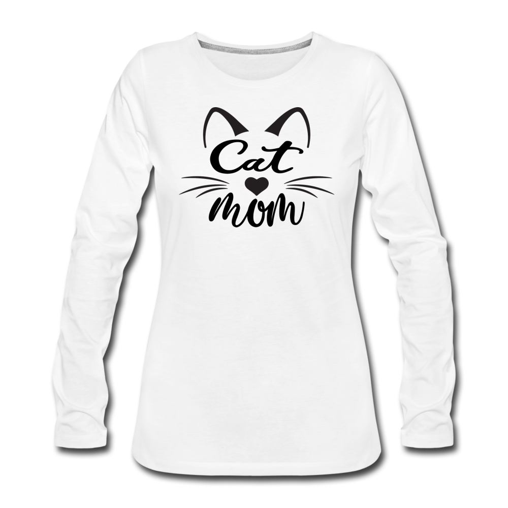 Cat Mom - Black - v2 - Women's Premium Long Sleeve T-Shirt - white