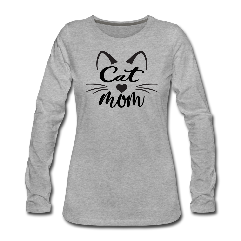 Cat Mom - Black - v2 - Women's Premium Long Sleeve T-Shirt - heather gray