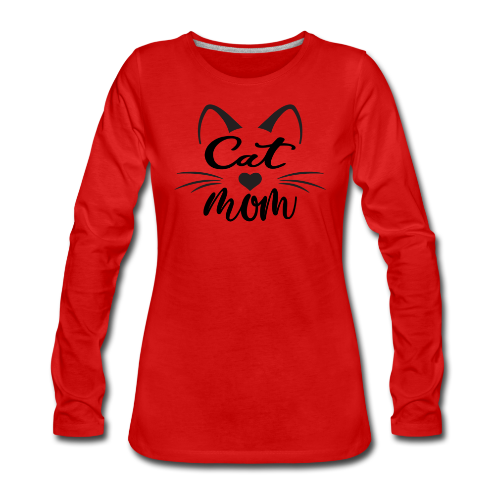 Cat Mom - Black - v2 - Women's Premium Long Sleeve T-Shirt - red