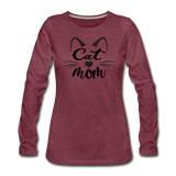 Cat Mom - Black - v2 - Women's Premium Long Sleeve T-Shirt - heather burgundy