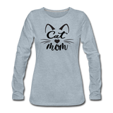 Cat Mom - Black - v2 - Women's Premium Long Sleeve T-Shirt - heather ice blue