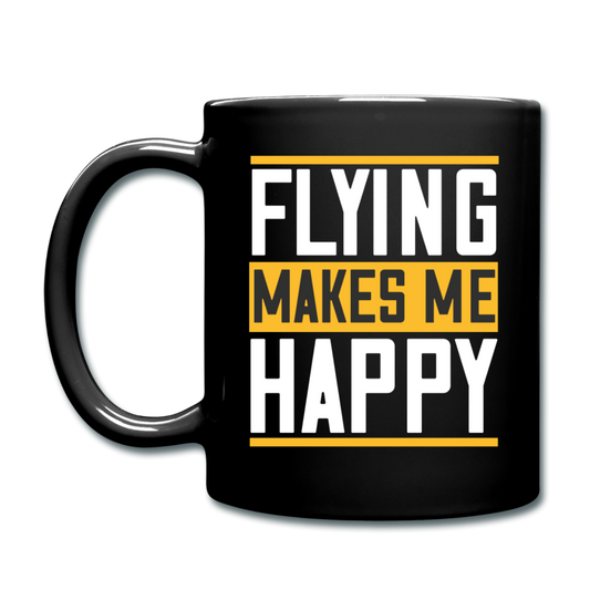 Flying Makes Me Happy - Full Color Mug - black