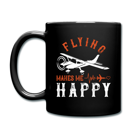 Flying Makes Me Happy - Full Color Mug - black