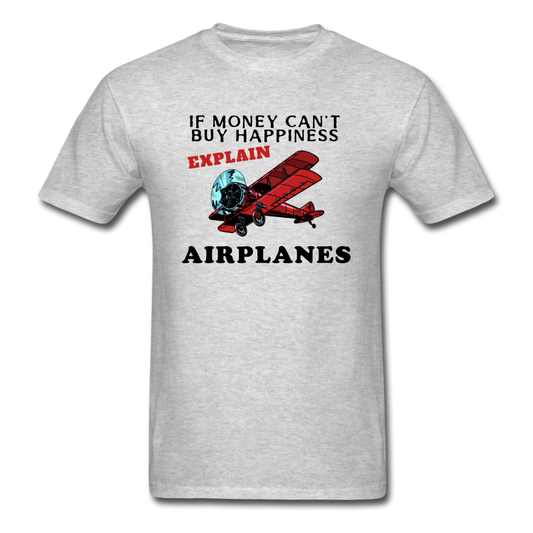 If Money - Happiness - Airplanes - Unisex Classic T-Shirt - heather gray