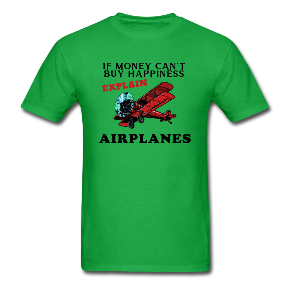 If Money - Happiness - Airplanes - Unisex Classic T-Shirt - bright green