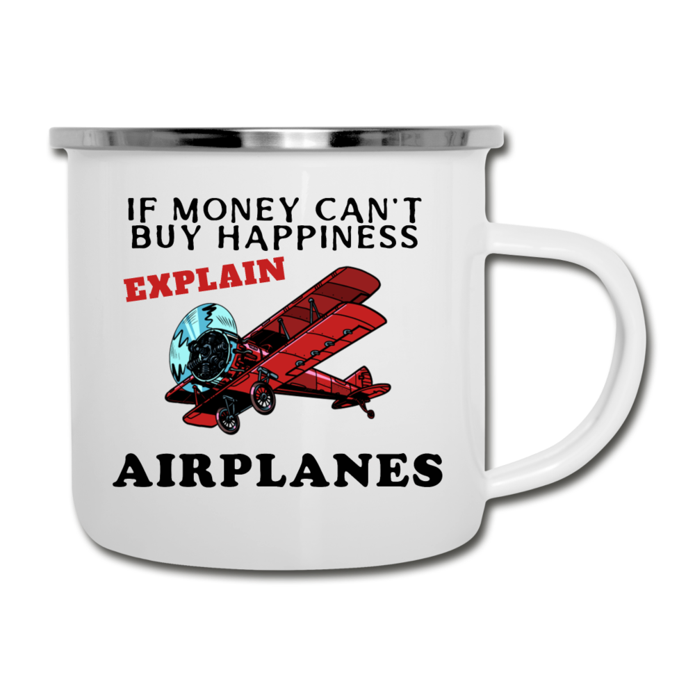 If Money - Happiness - Airplanes - Camper Mug - white