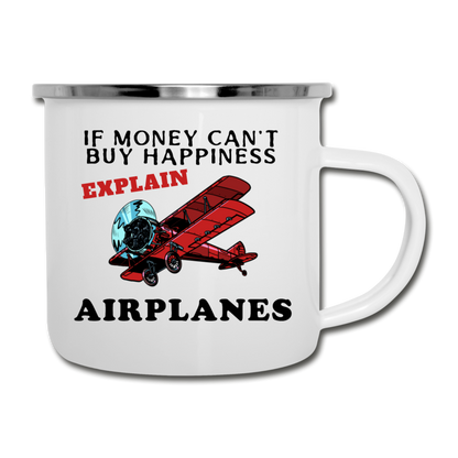 If Money - Happiness - Airplanes - Camper Mug - white