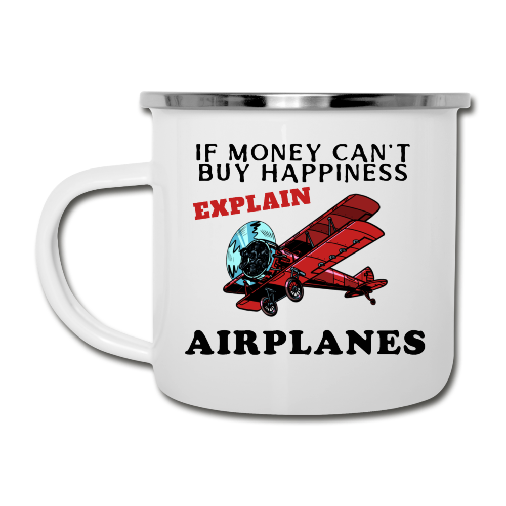 If Money - Happiness - Airplanes - Camper Mug - white