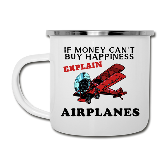 If Money - Happiness - Airplanes - Camper Mug - white