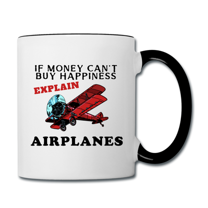 If Money - Happiness - Airplanes - Contrast Coffee Mug - white/black