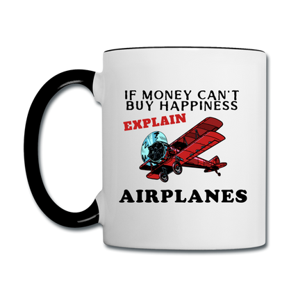 If Money - Happiness - Airplanes - Contrast Coffee Mug - white/black