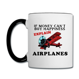 If Money - Happiness - Airplanes - Contrast Coffee Mug - white/black