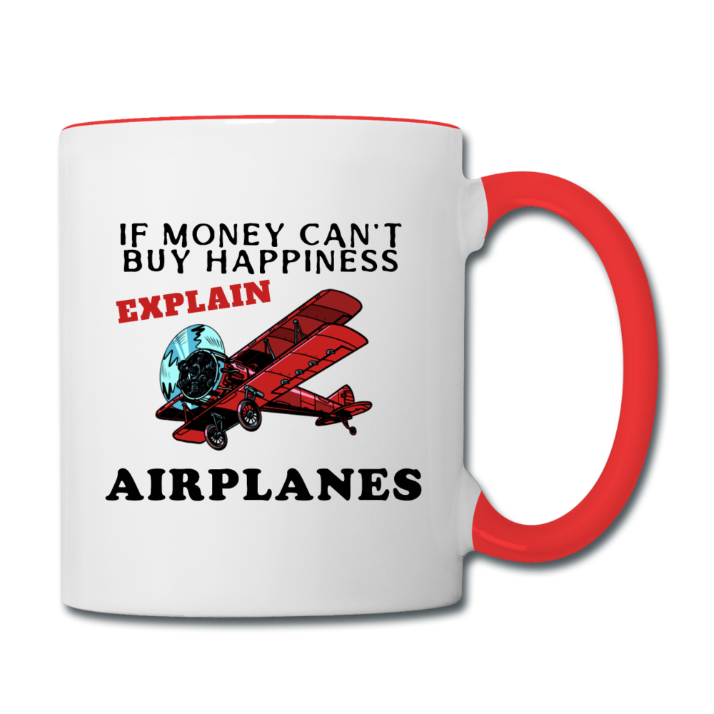 If Money - Happiness - Airplanes - Contrast Coffee Mug - white/red