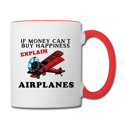 If Money - Happiness - Airplanes - Contrast Coffee Mug - white/red