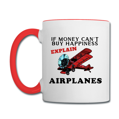 If Money - Happiness - Airplanes - Contrast Coffee Mug - white/red